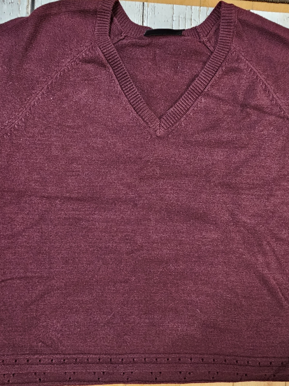 Lane Bryant Women's Burgundy Short Sleeve V-neck Sweater